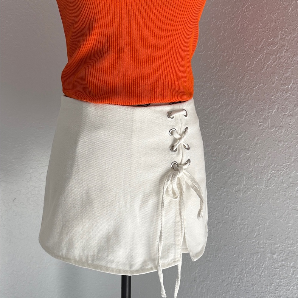Altar'd State Cream Lace-Up Mini Soler